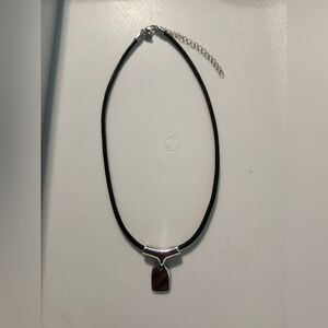 LIA SOPHIA Leather Black and Silver Necklace